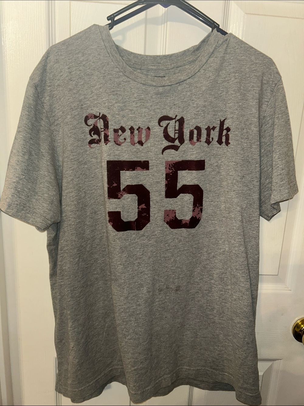 Old Navy Gray Tee with Maroon 'New York 55' Graphic